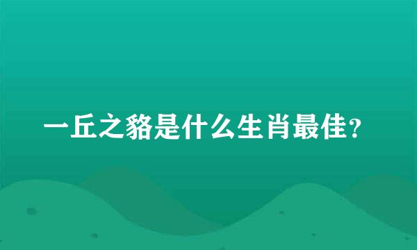 一丘之貉是什么生肖最佳？