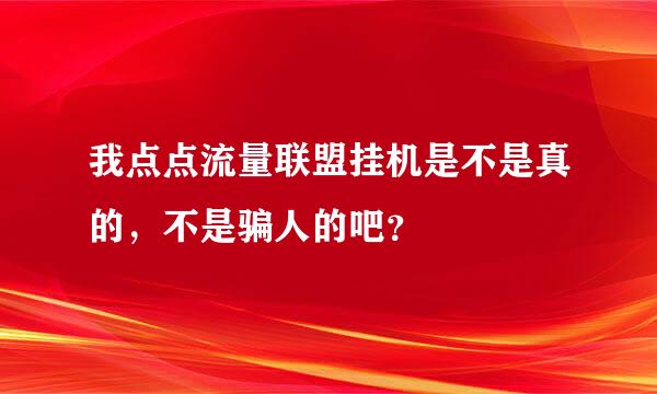 我点点流量联盟挂机是不是真的，不是骗人的吧？