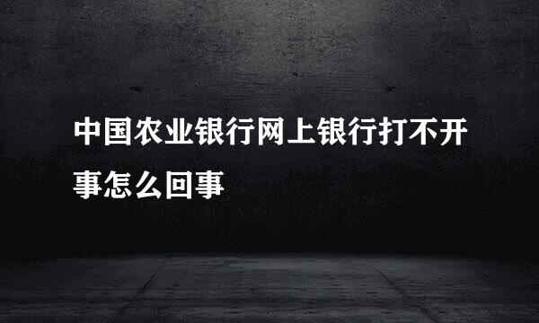 中国农业银行网上银行打不开事怎么回事