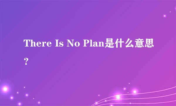 There Is No Plan是什么意思？