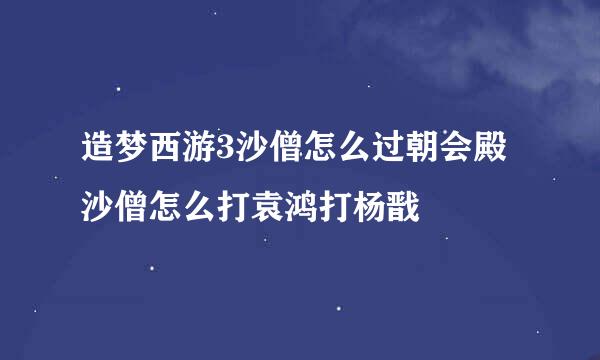 造梦西游3沙僧怎么过朝会殿 沙僧怎么打袁鸿打杨戬