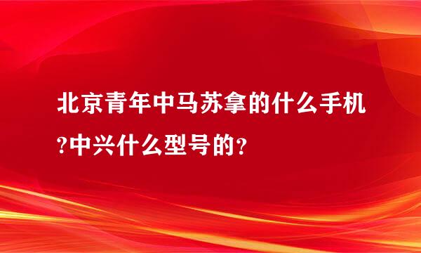 北京青年中马苏拿的什么手机?中兴什么型号的？