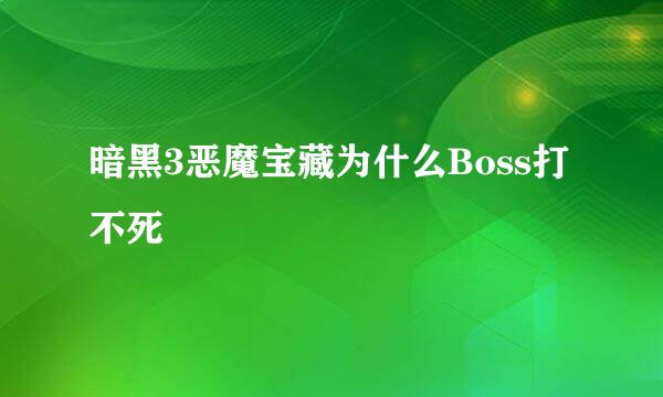 暗黑3恶魔宝藏为什么Boss打不死