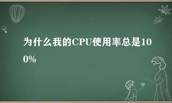 为什么我的CPU使用率总是100%