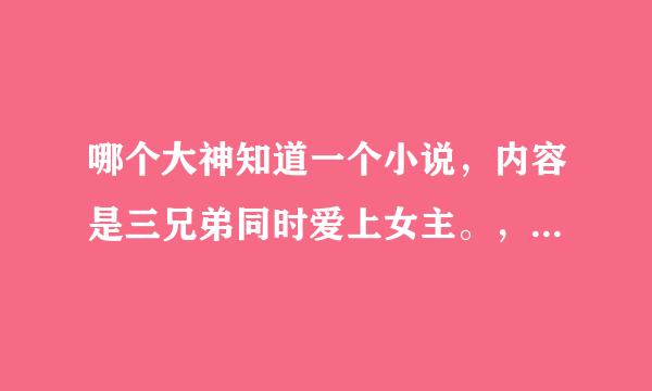 哪个大神知道一个小说，内容是三兄弟同时爱上女主。，老三假装被女主碰伤，混到女主家里？