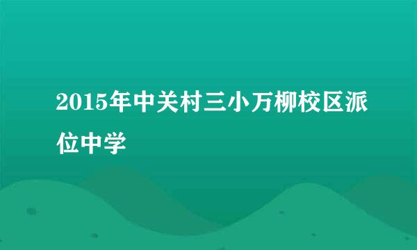 2015年中关村三小万柳校区派位中学