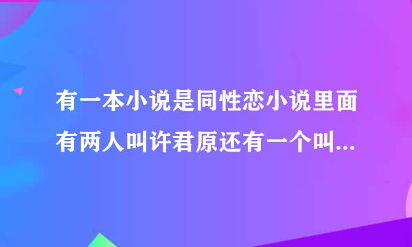 有一本小说是同性恋小说里面有两人叫许君原还有一个叫欧阳小小