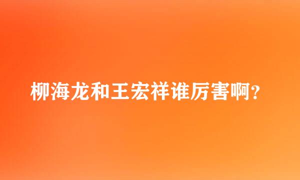 柳海龙和王宏祥谁厉害啊？