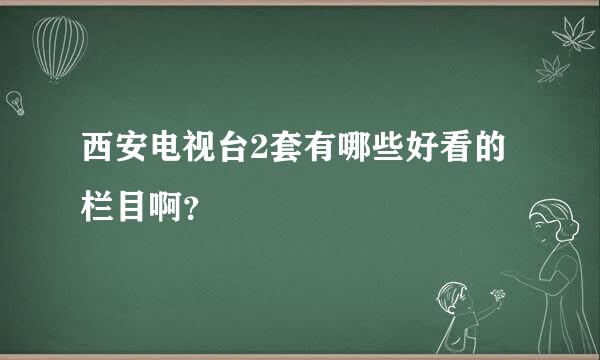 西安电视台2套有哪些好看的栏目啊？