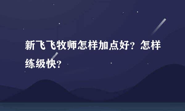 新飞飞牧师怎样加点好？怎样练级快？