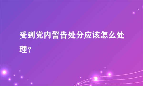 受到党内警告处分应该怎么处理？