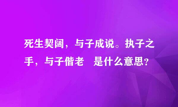 死生契阔，与子成说。执子之手，与子偕老   是什么意思？