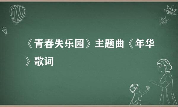 《青春失乐园》主题曲《年华》歌词