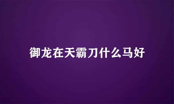 御龙在天霸刀什么马好