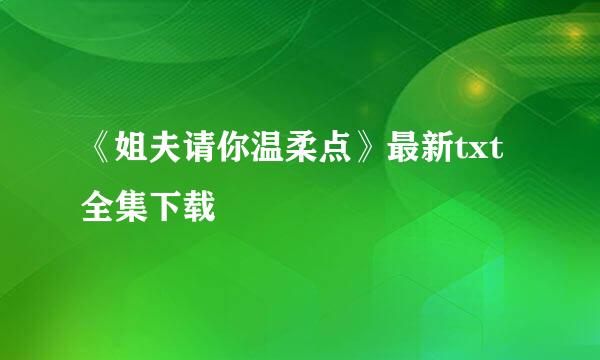 《姐夫请你温柔点》最新txt全集下载