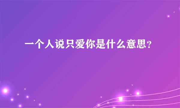 一个人说只爱你是什么意思？