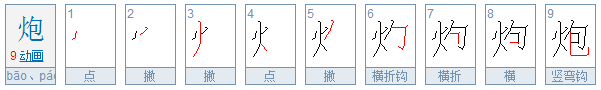 炮的笔画顺序怎么写