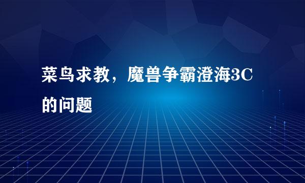 菜鸟求教，魔兽争霸澄海3C的问题