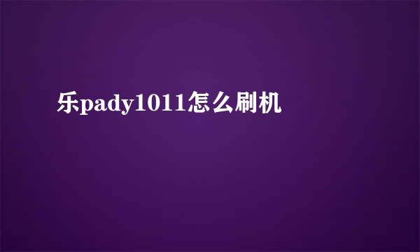 乐pady1011怎么刷机