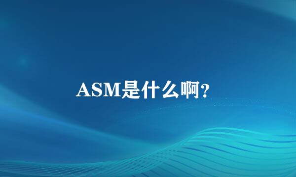 ASM是什么啊？