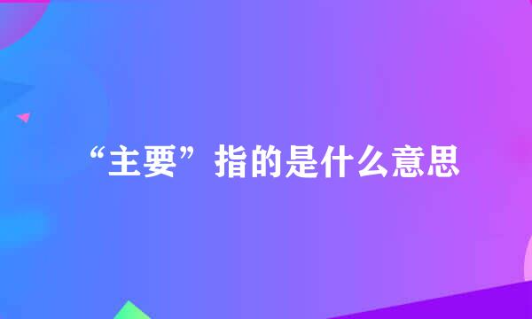 “主要”指的是什么意思