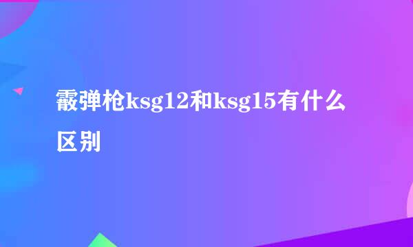 霰弹枪ksg12和ksg15有什么区别