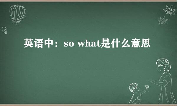 英语中：so what是什么意思