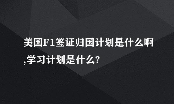 美国F1签证归国计划是什么啊,学习计划是什么?