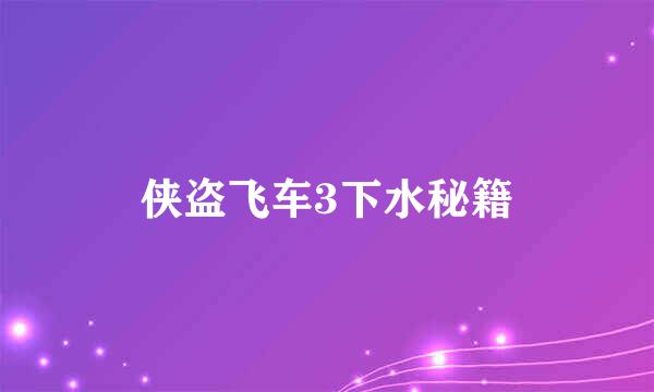 侠盗飞车3下水秘籍