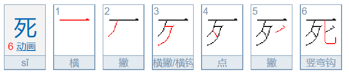 死的笔顺