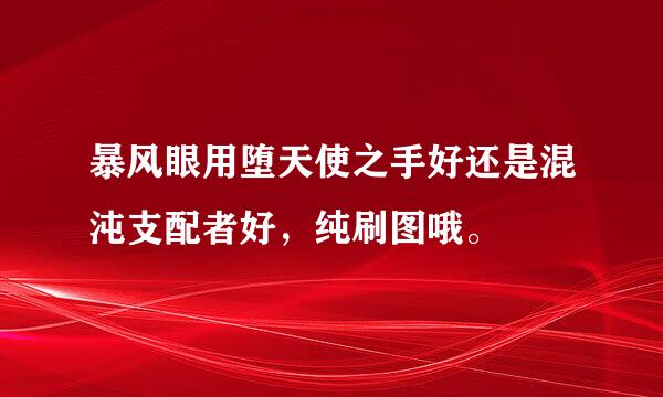 暴风眼用堕天使之手好还是混沌支配者好，纯刷图哦。