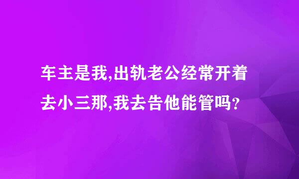 车主是我,出轨老公经常开着去小三那,我去告他能管吗？