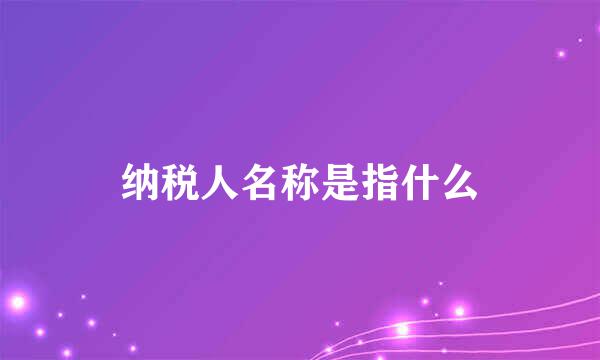 纳税人名称是指什么