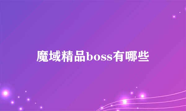 魔域精品boss有哪些