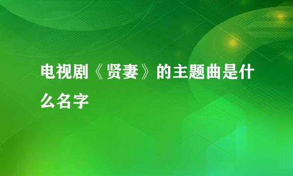 电视剧《贤妻》的主题曲是什么名字