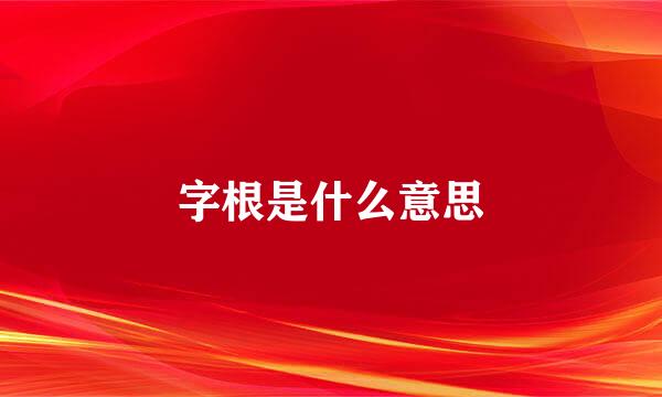 字根是什么意思