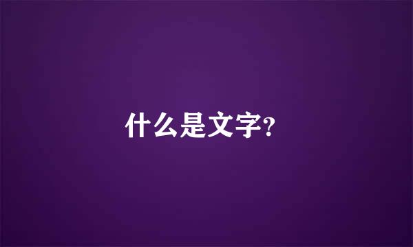 什么是文字？