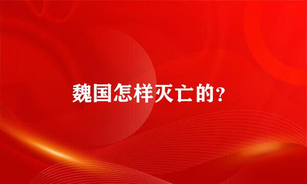 魏国怎样灭亡的？