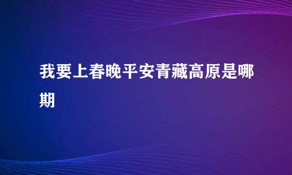 我要上春晚平安青藏高原是哪期