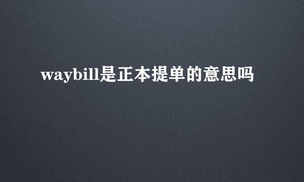 waybill是正本提单的意思吗