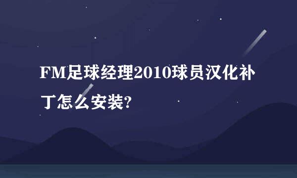 FM足球经理2010球员汉化补丁怎么安装?