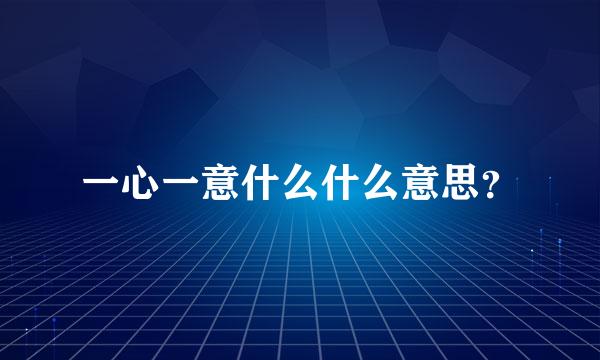 一心一意什么什么意思？