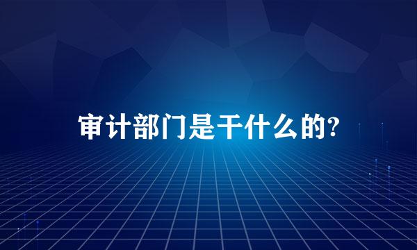 审计部门是干什么的?