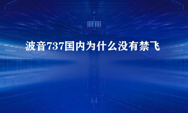 波音737国内为什么没有禁飞