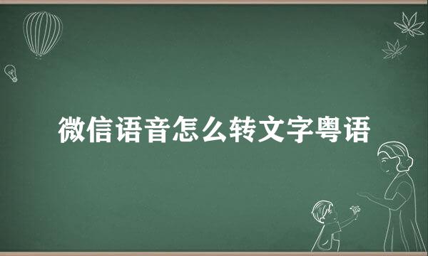 微信语音怎么转文字粤语