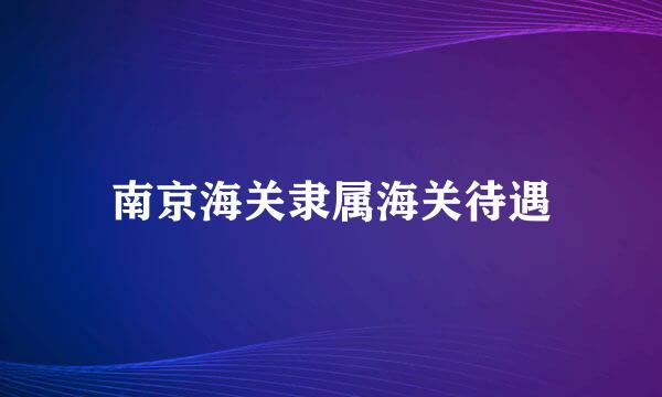 南京海关隶属海关待遇