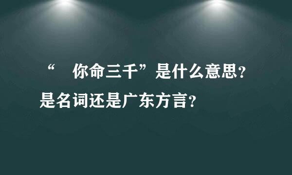 “攞你命三千”是什么意思？是名词还是广东方言？