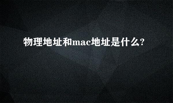 物理地址和mac地址是什么?