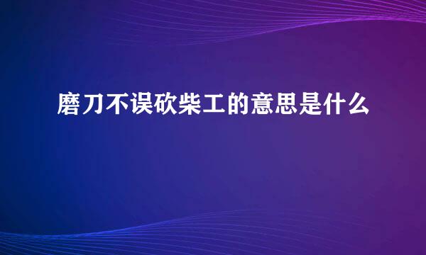 磨刀不误砍柴工的意思是什么