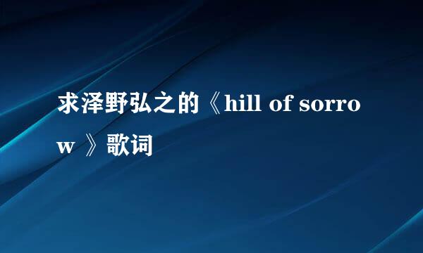 求泽野弘之的《hill of sorrow 》歌词